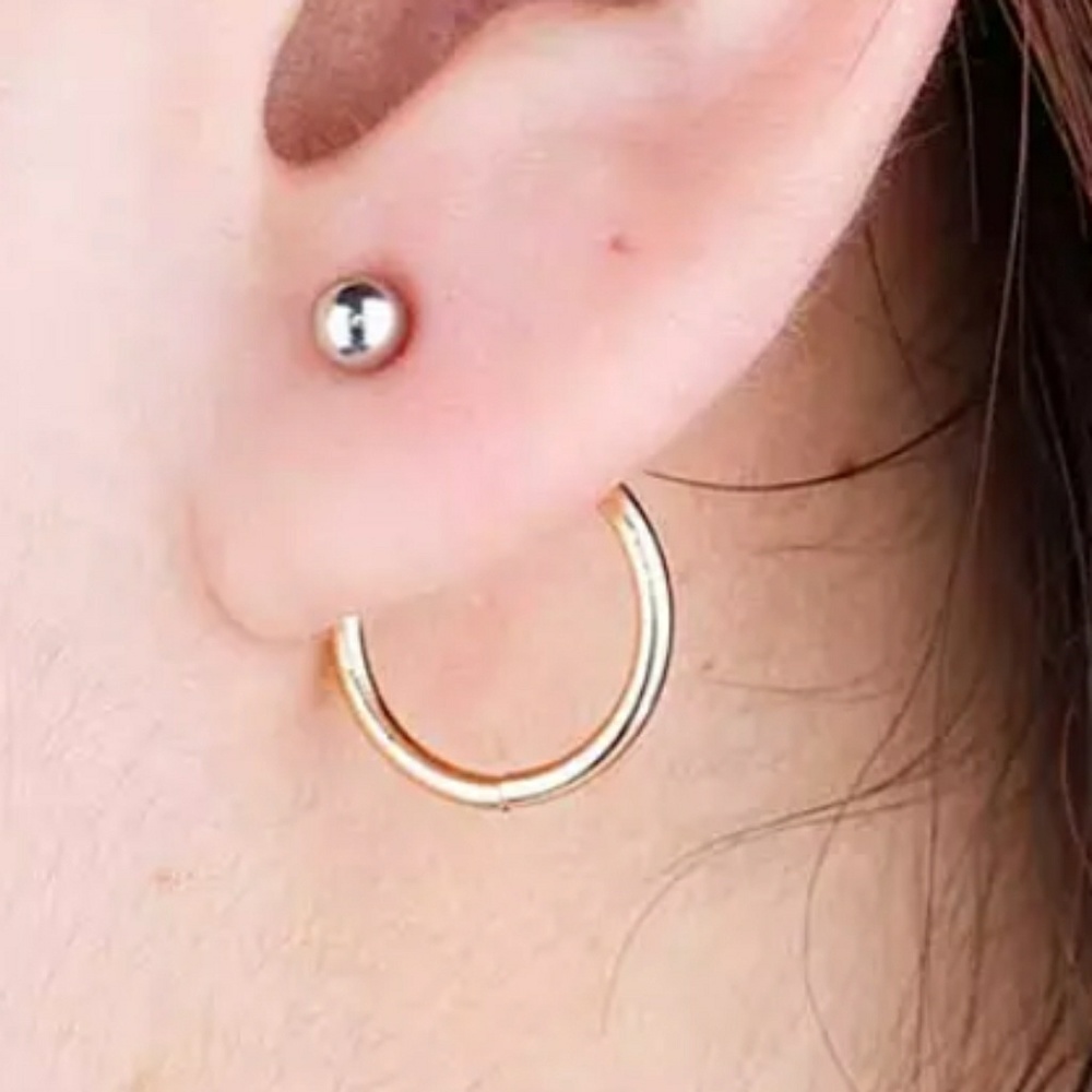 Gold Tone Ball Circle Jacket Stud Earrings - Picture 2 of 8
